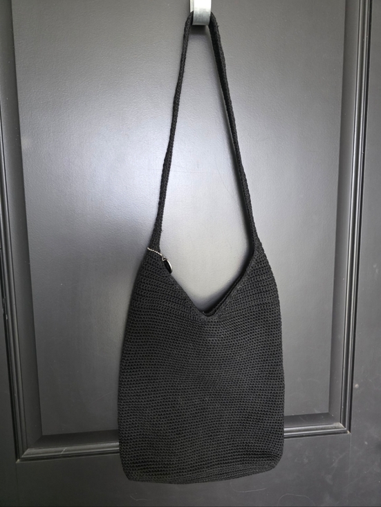 Saks Fifth Avenue Handbags - The Sak Black Crochet Knit Shoulder Bag Hobo Boho Slouchy Handbag Casual Tote